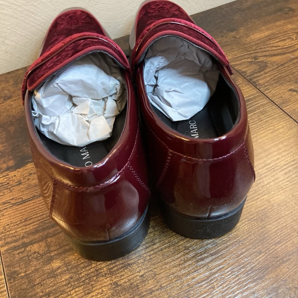 Bruno Marc Mens Sz 12 Tuxedo Loafers Red Velvet Slip-on Dress Shoe Fashion Prom - Picture 4 of 13
